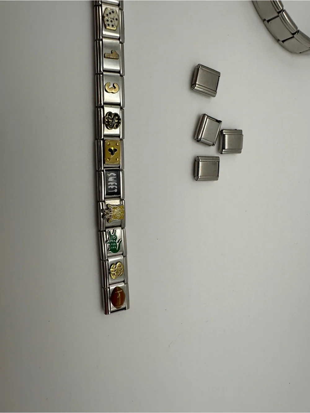Stainless Steel Italian Charm Link Bracelet - Silver & Gold